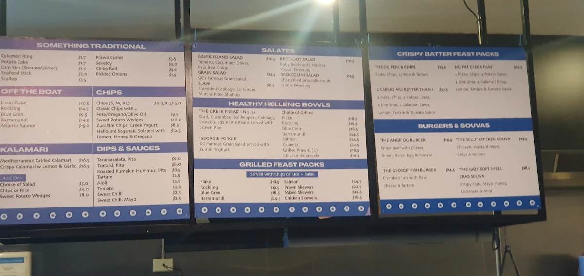 Menu, The Original Greek Fish & Chip Shop
