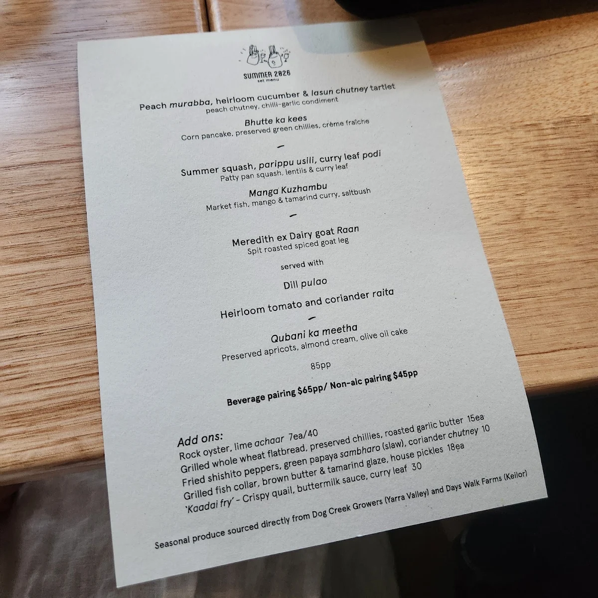 Menu, SAADI
