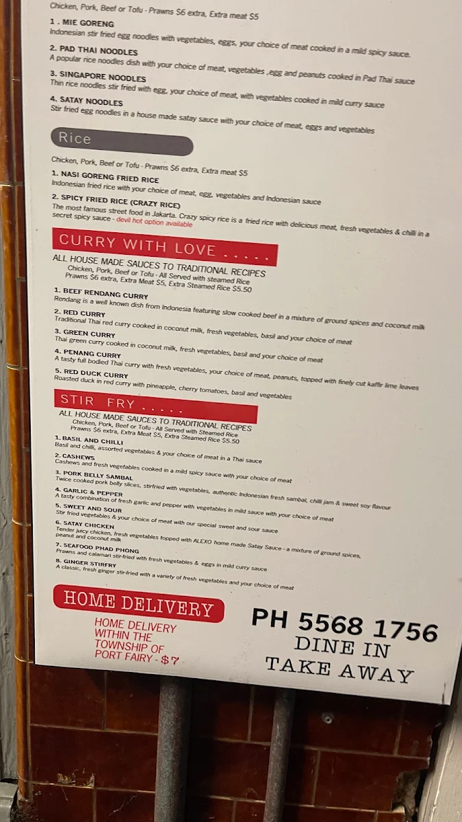 Menu, Alexo Pizza & Bistro