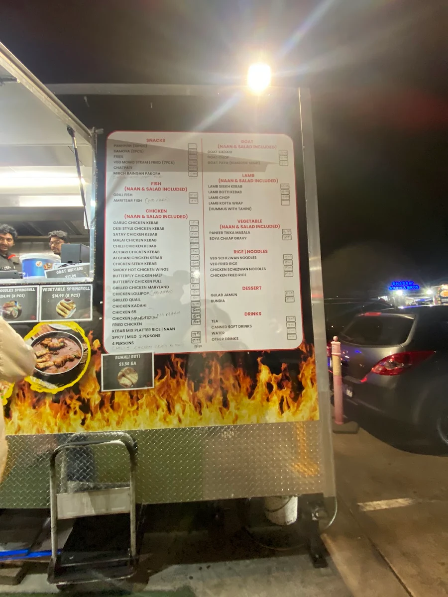 Menu, Flaming Skewers & Grill