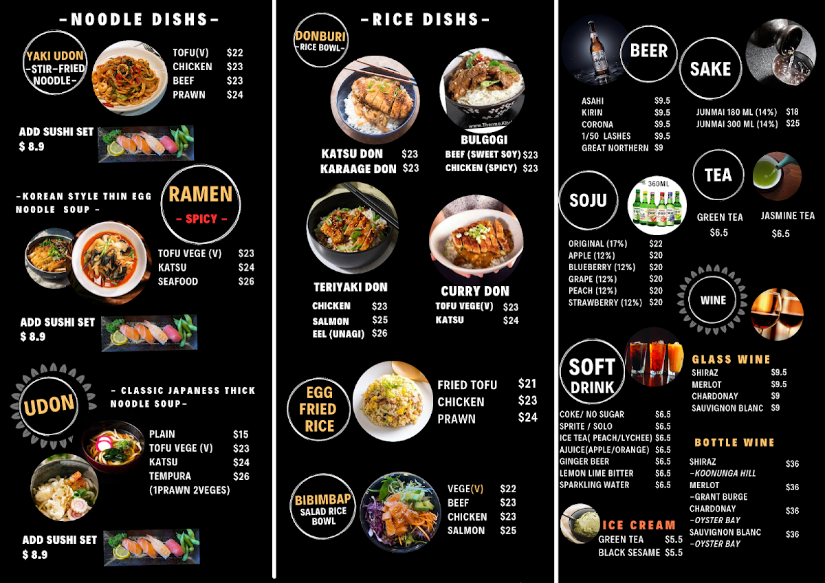 Menu, Sushi Castle