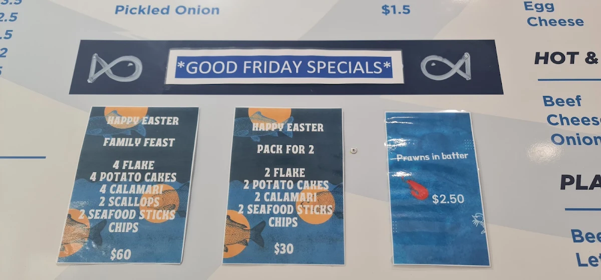 Menu, Tullamarine Fish & Chips