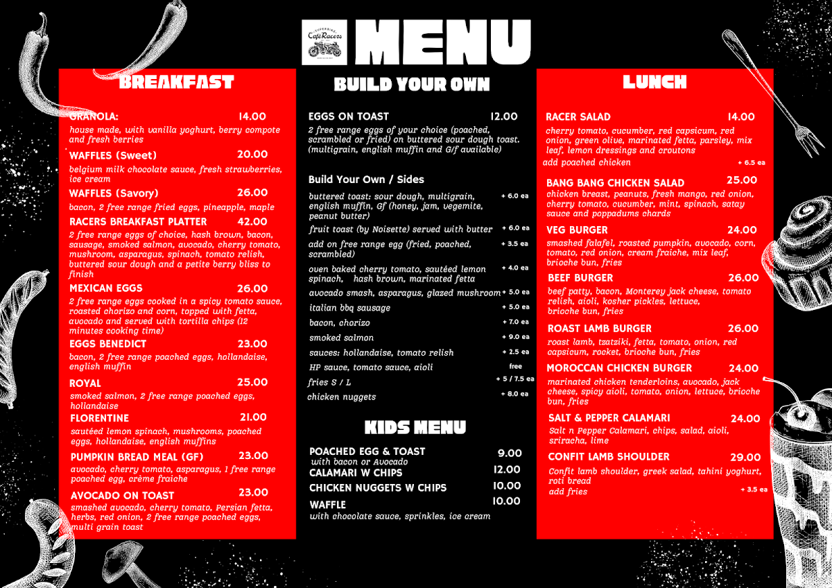 Menu, Superbike Cafe Racers