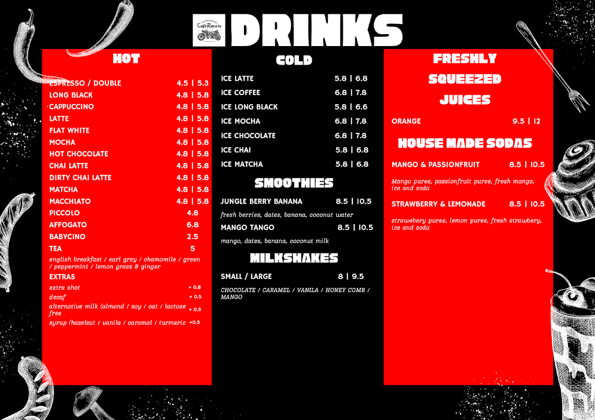 Menu, Superbike Cafe Racers