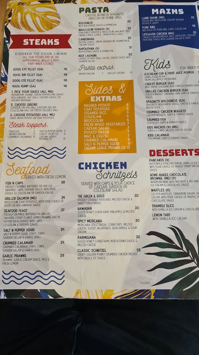 Menu, Beach House Bar & Grill North Lakes