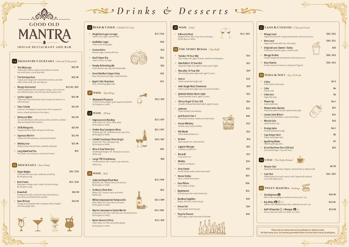 Menu, Good Old Mantra