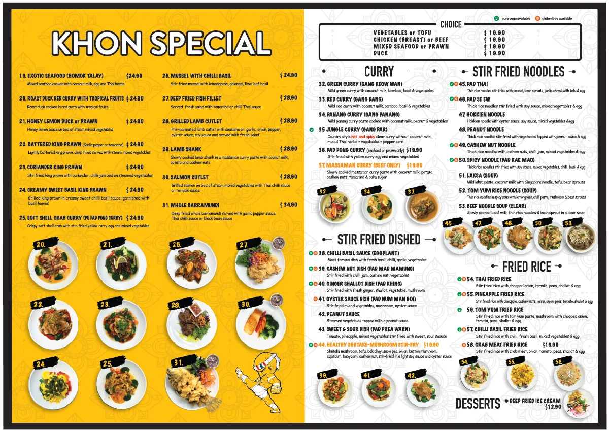 Menu, Khon Thai