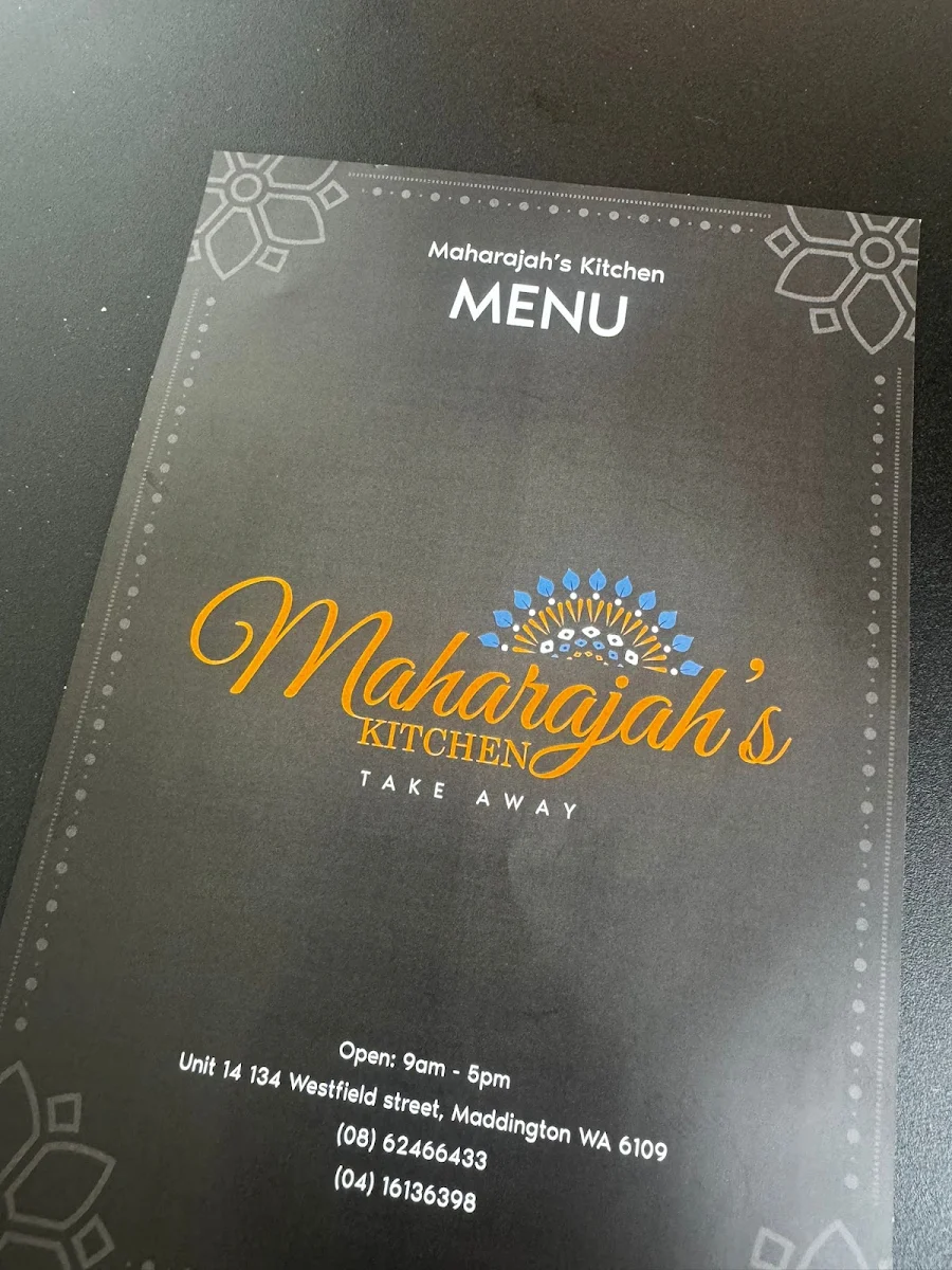 Menu, Maharajah’s Kitchen