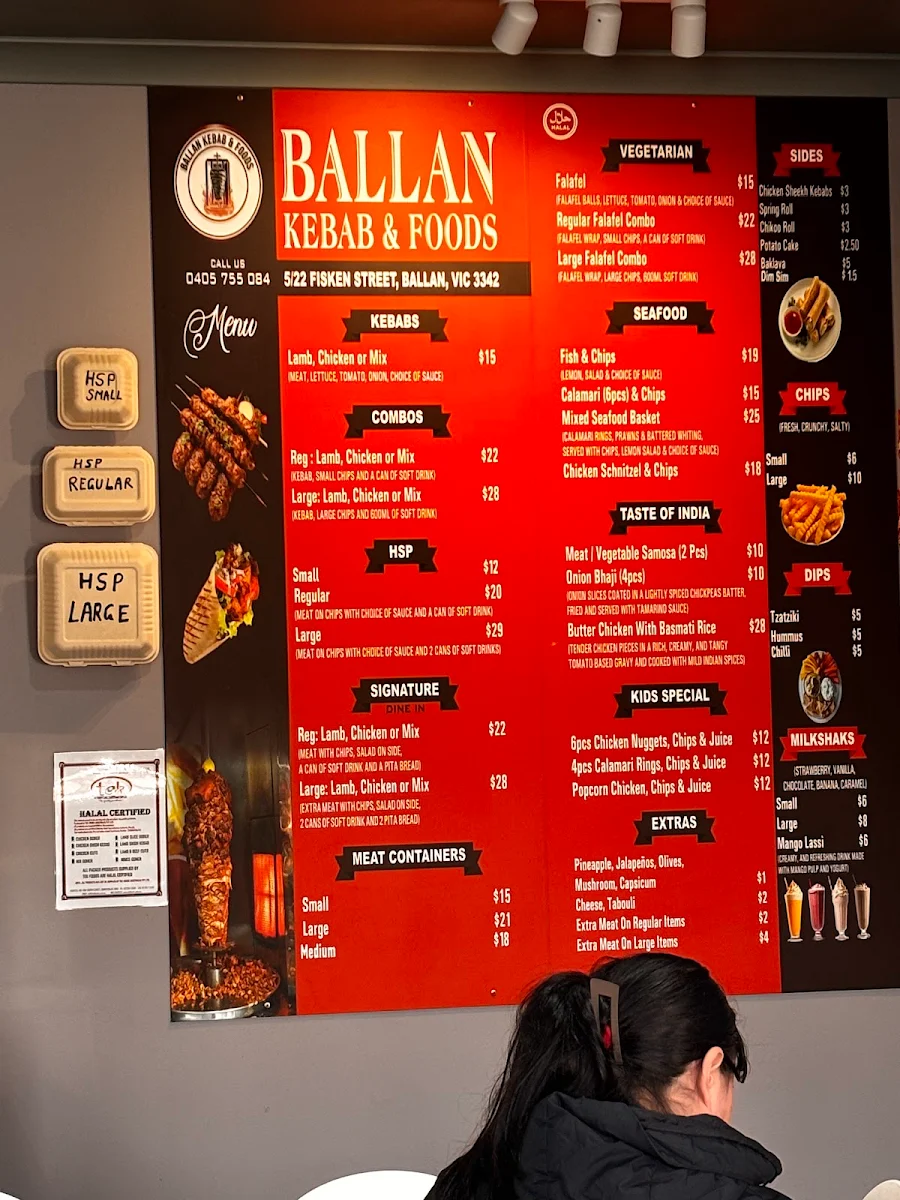 Menu, Ballan Kebab & Foods