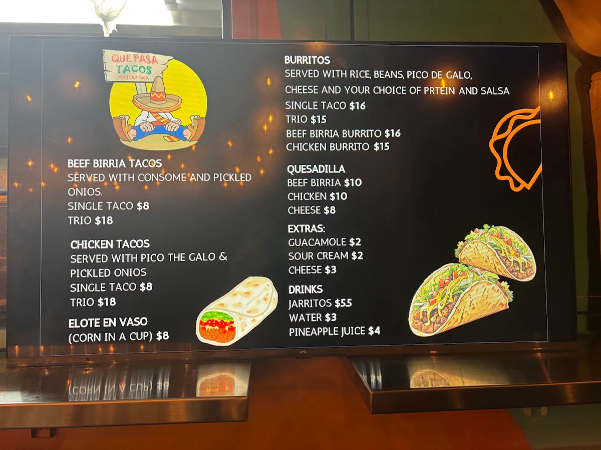 Menu, Que Pasa Tacos Yagoona