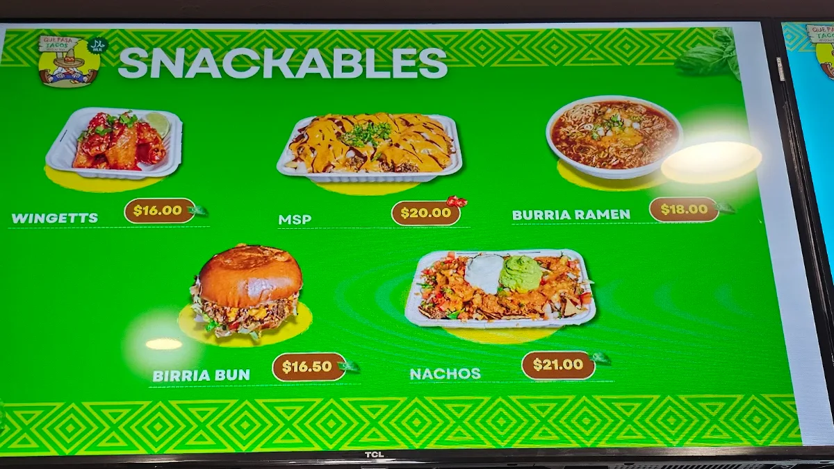 Menu, Que Pasa Tacos Yagoona