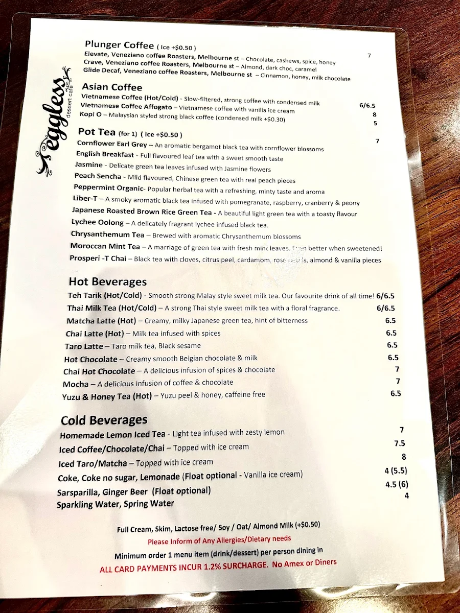 Menu, Eggless Dessert Cafe