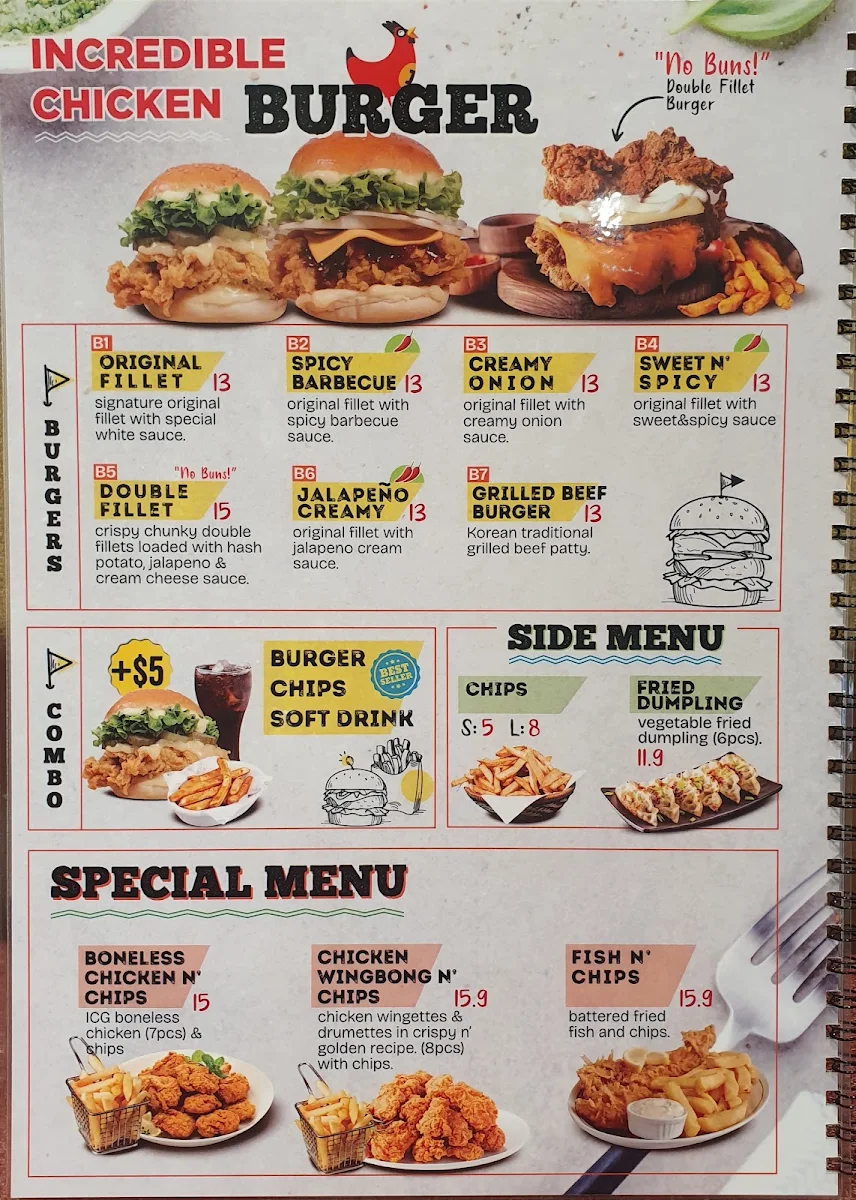 Menu, ICG CHICKEN