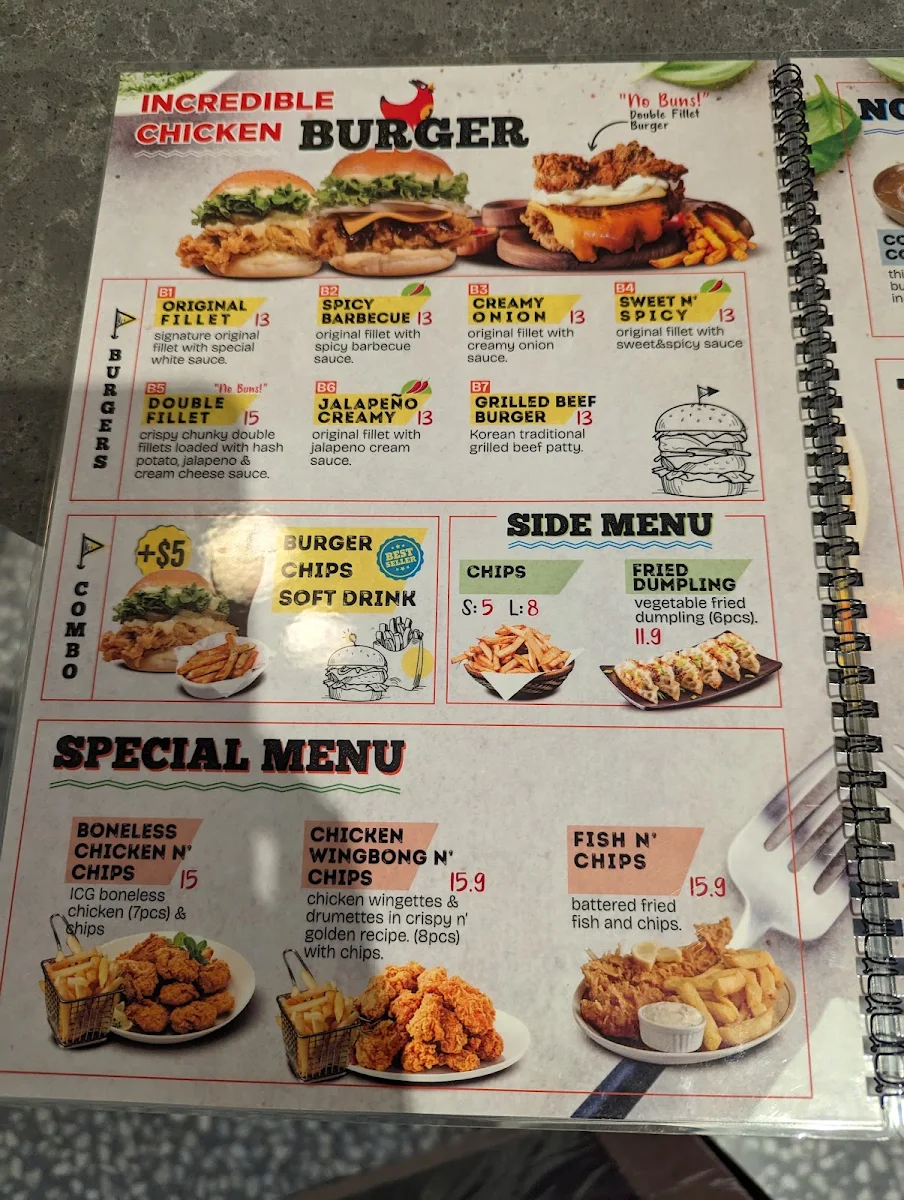 Menu, ICG CHICKEN