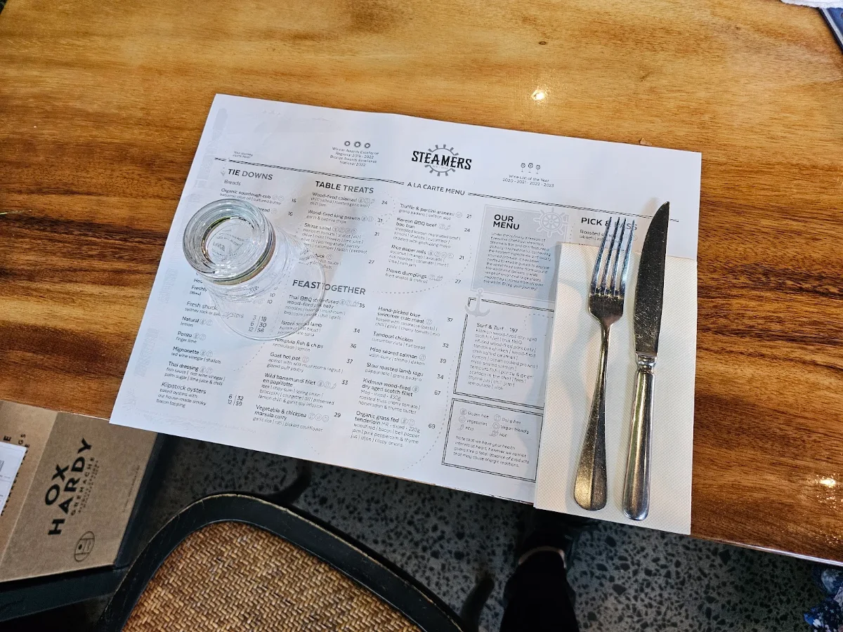 Menu, Steamers Bar and Grill