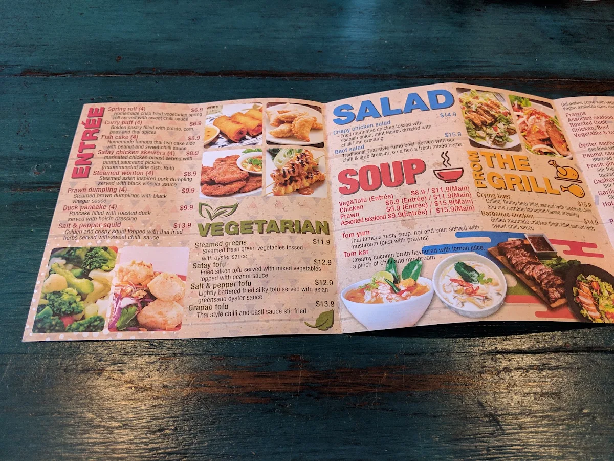 Menu, Grab Thai Bondi