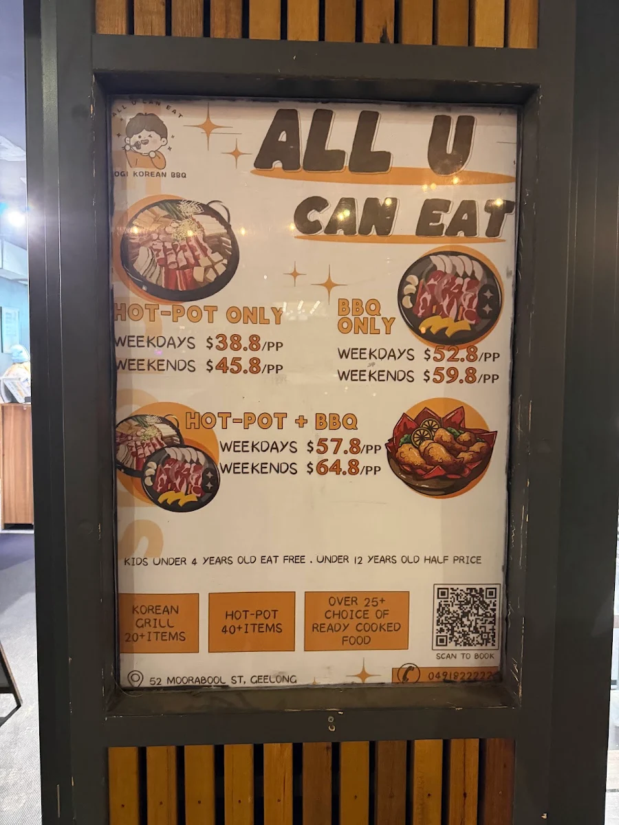 Menu, GOGI Korean BBQ & Hot Pot Buffet