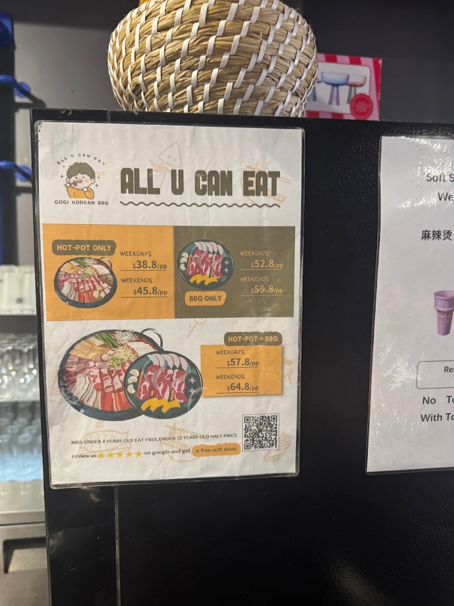 Menu, GOGI Korean BBQ & Hot Pot Buffet