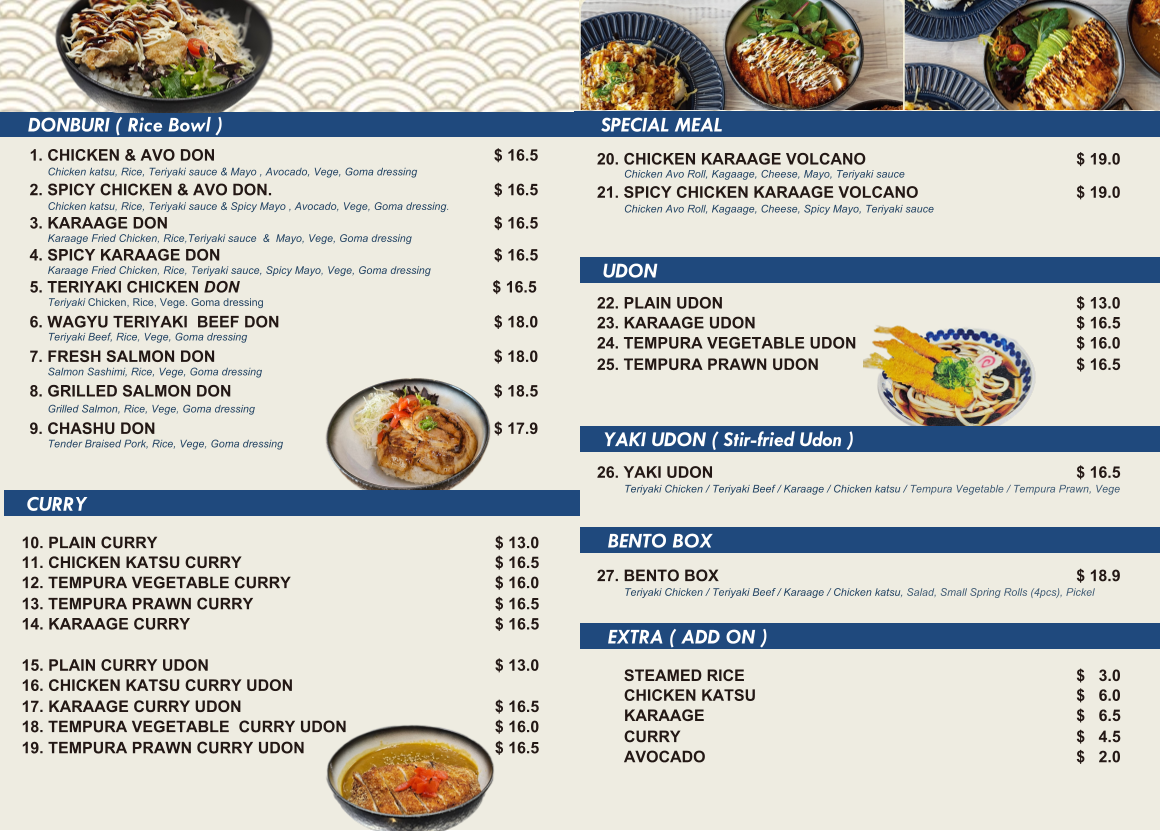 Menu, Sushi Brothers