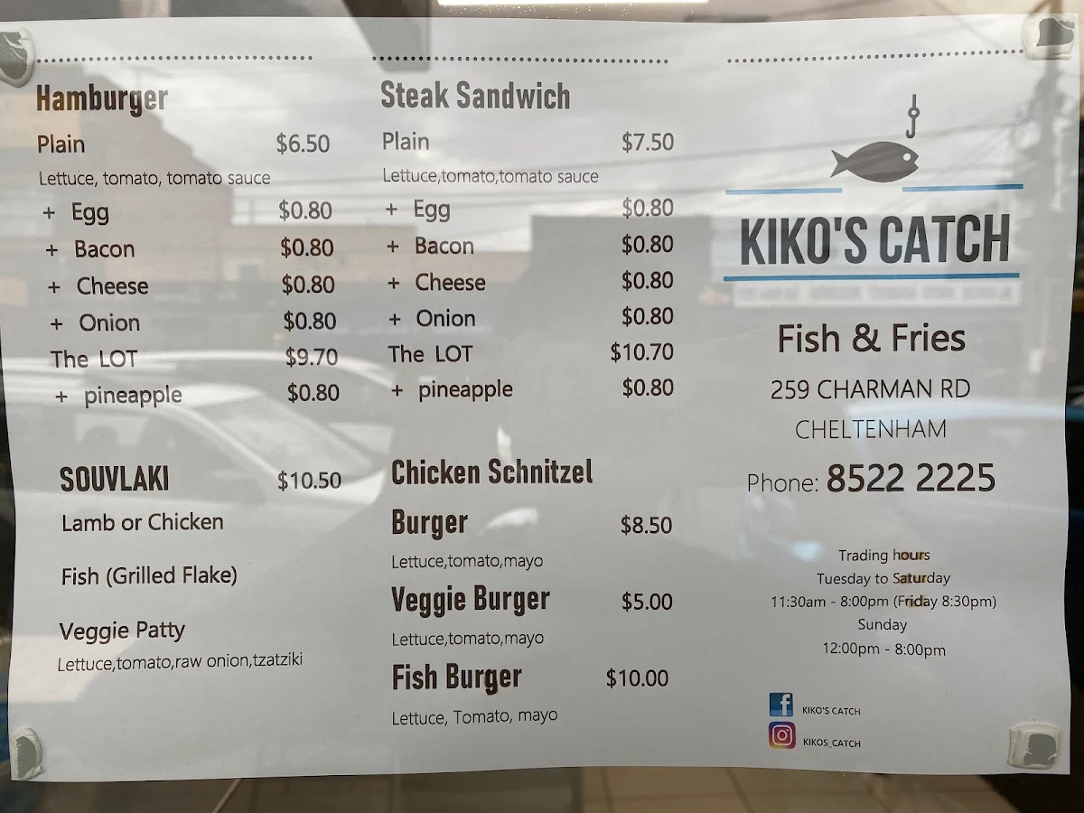 Menu, KIKO'S CATCH