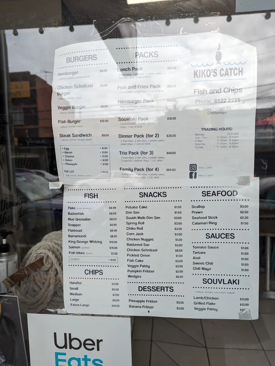 Menu, KIKO'S CATCH