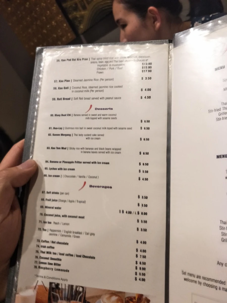 Menu, Fresh Chilli Thai Restaurant