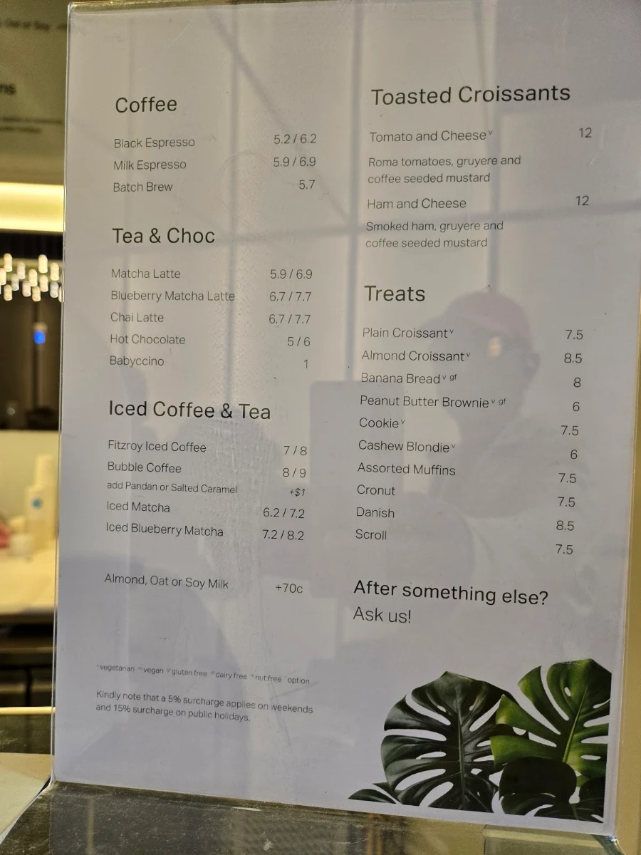 Menu, Industry Beans Castlereagh St.