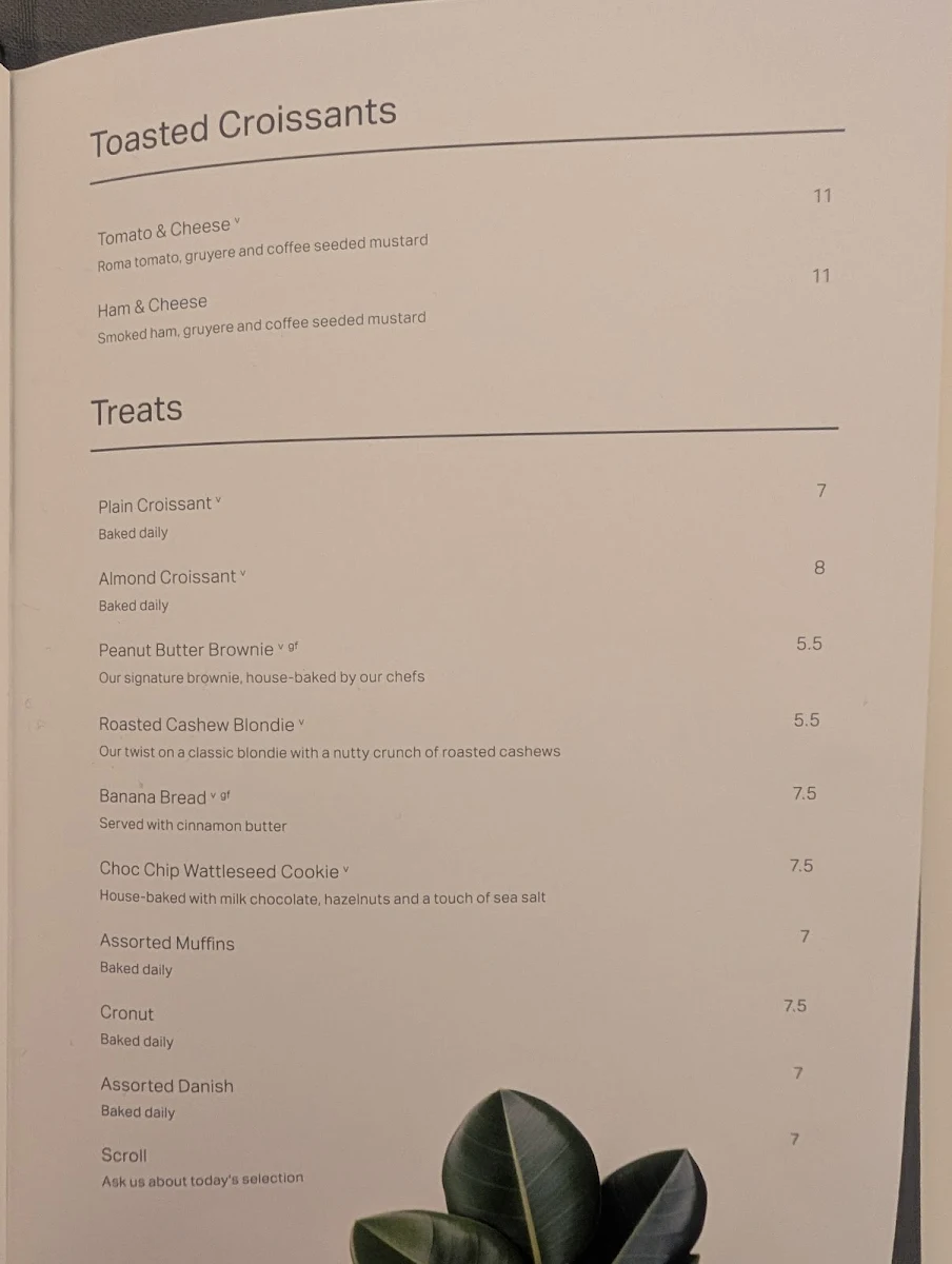 Menu, Industry Beans Castlereagh St.