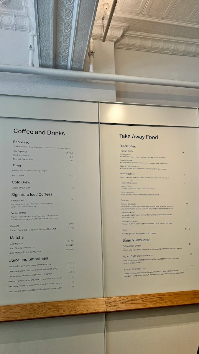 Menu, Industry Beans Castlereagh St.
