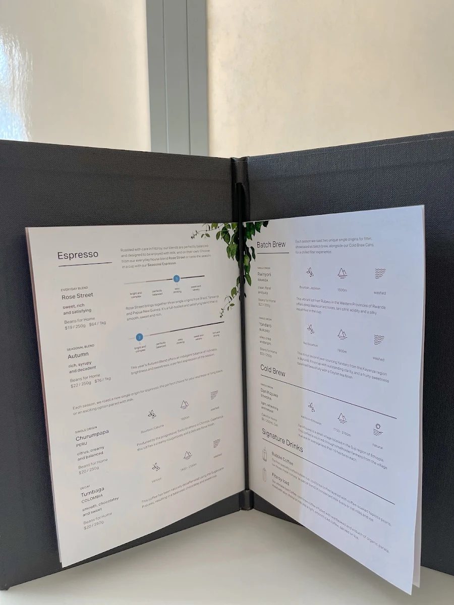Menu, Industry Beans Castlereagh St.