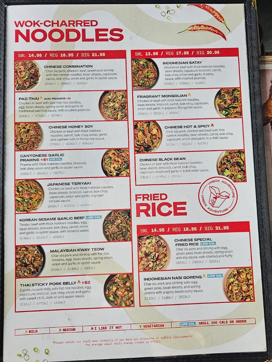 Menu, Noodle Box Pimpama