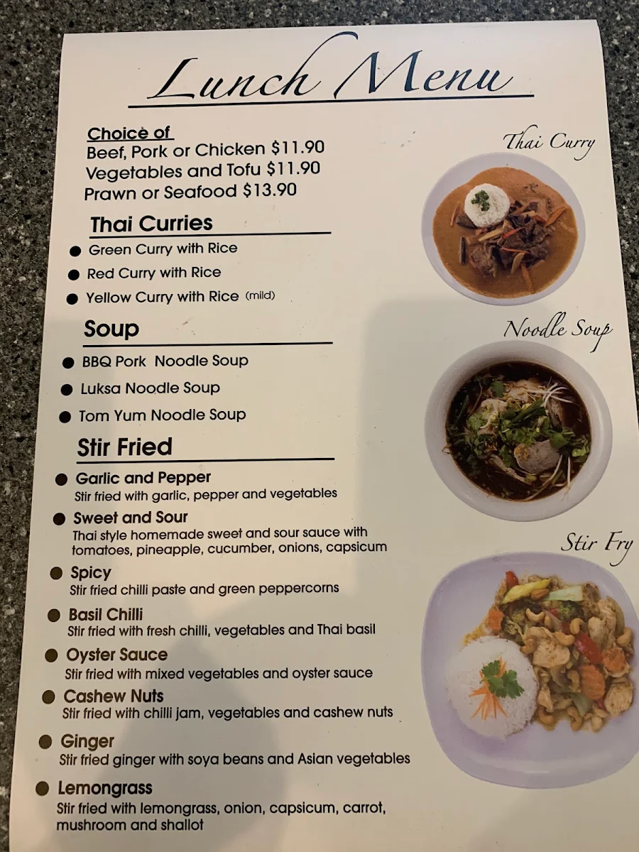Menu, Noodle Box Pimpama