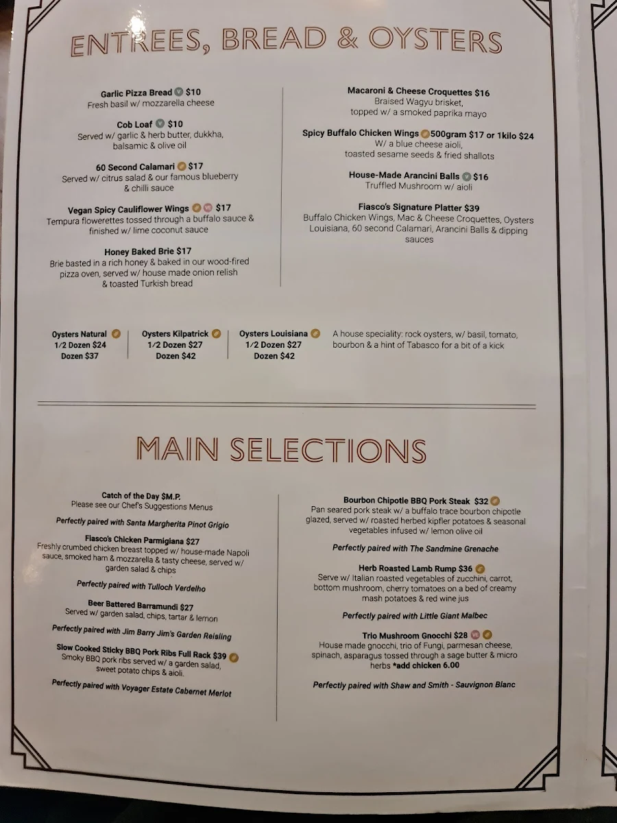Menu, Morrison Hotel