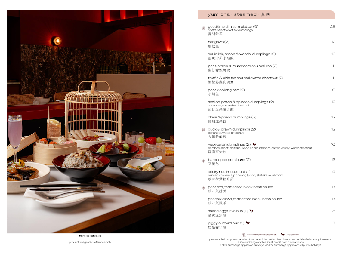 Menu, Goodtime Bistro - YUM CHA CHA CHA