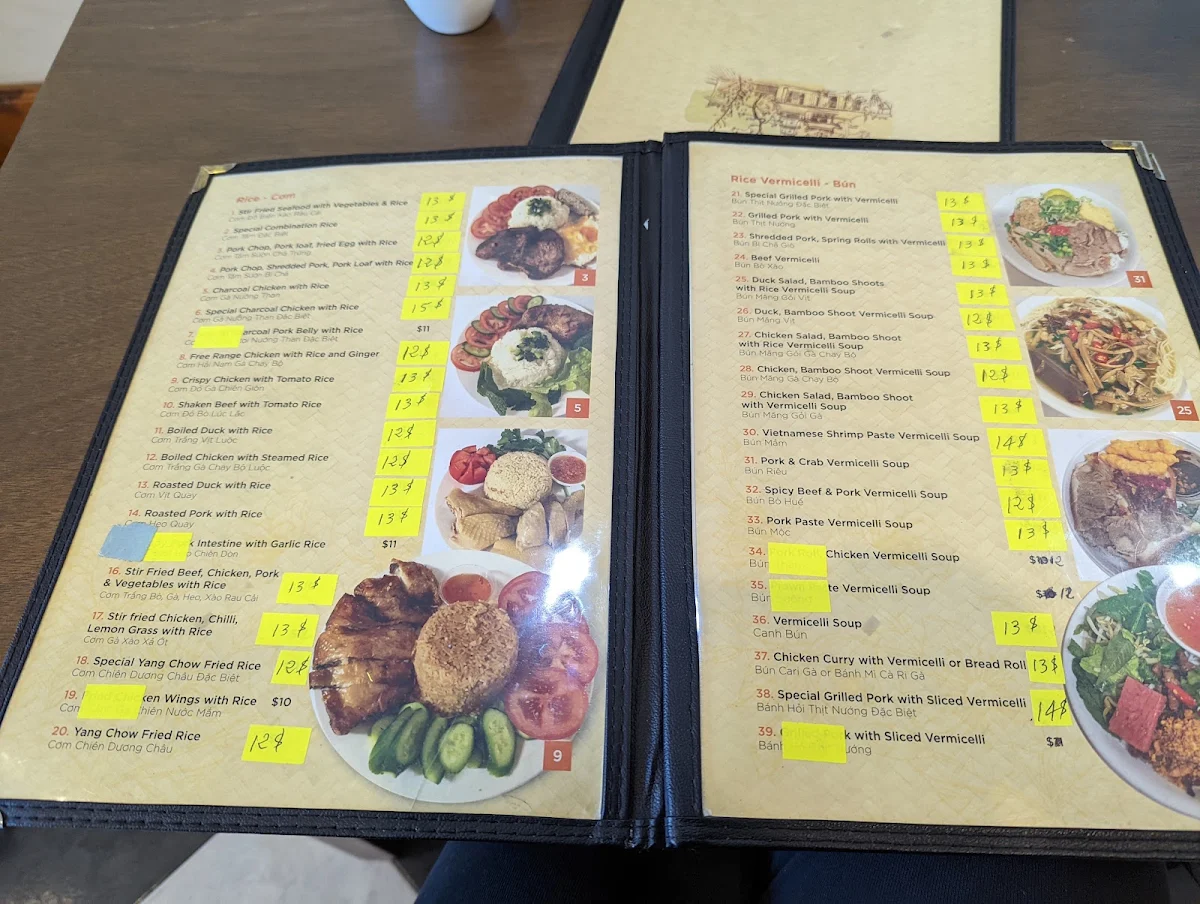 Menu, Quán Thanh Long Vietnamese Cuisine