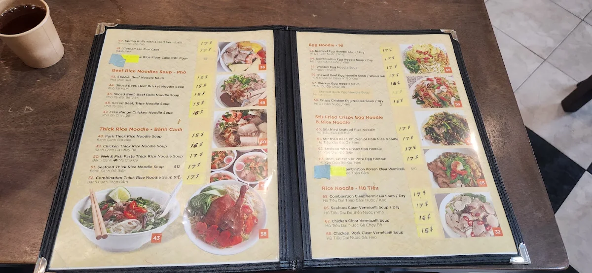 Menu, Quán Thanh Long Vietnamese Cuisine