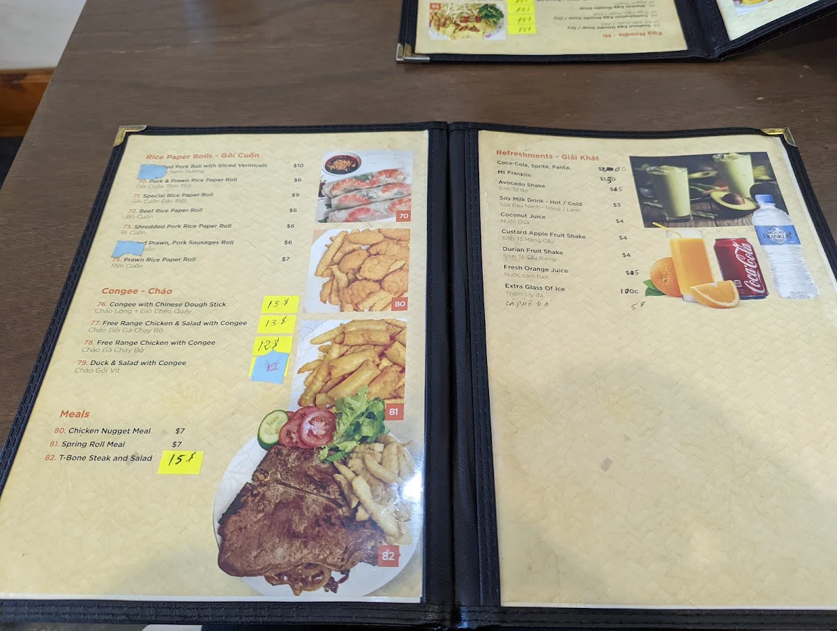 Menu, Quán Thanh Long Vietnamese Cuisine