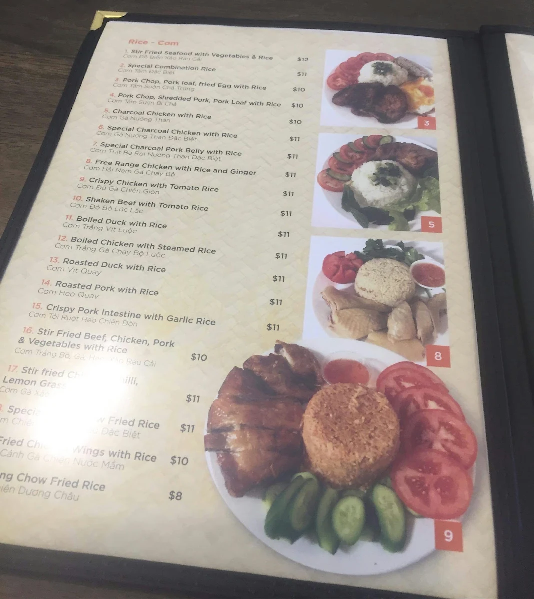 Menu, Quán Thanh Long Vietnamese Cuisine