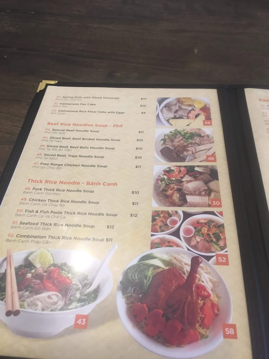 Menu, Quán Thanh Long Vietnamese Cuisine