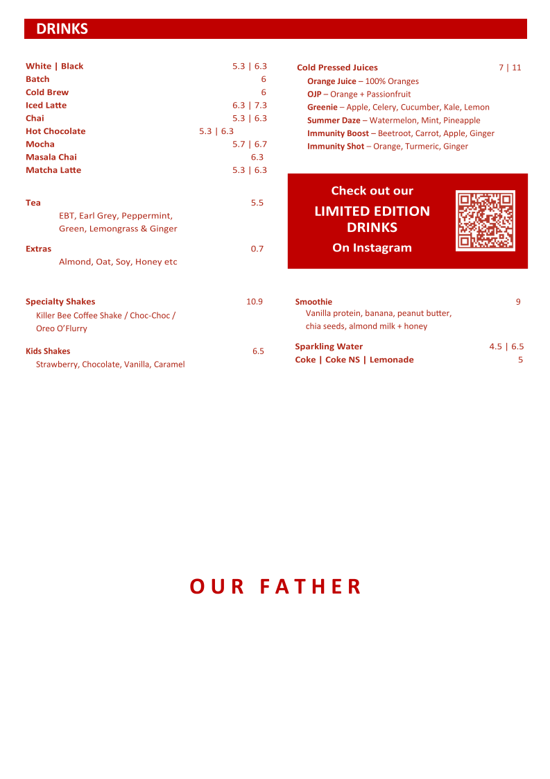 Menu, Our Father