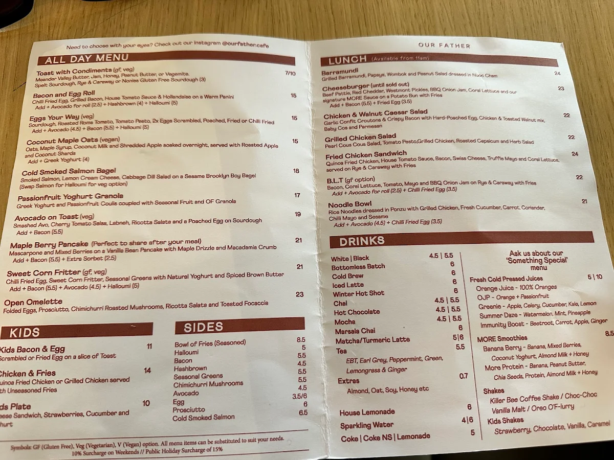 Menu, Our Father