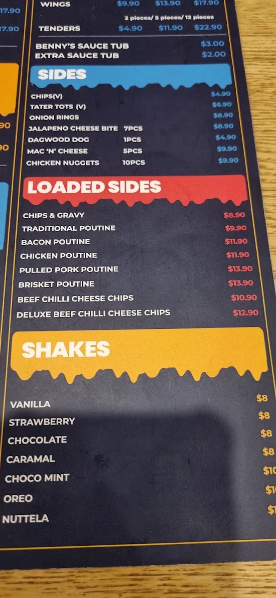 Menu, Benny's American Burgers - Magill Road