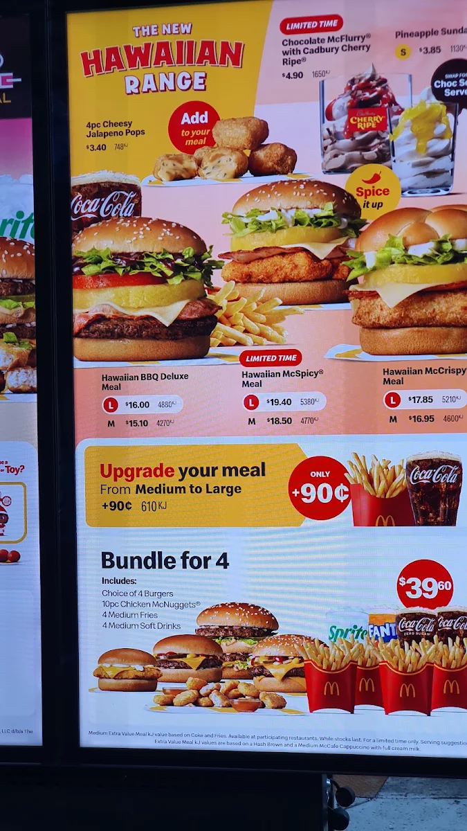 Menu, McDonald's Wallan Nth