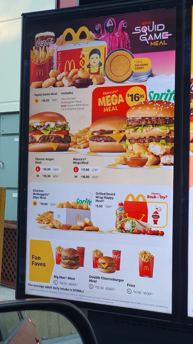 Menu, McDonald's Wallan Nth