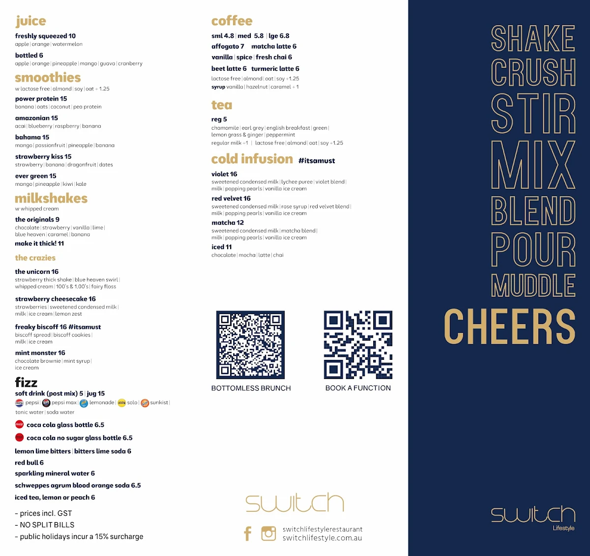 Menu, Switch Lifestyle