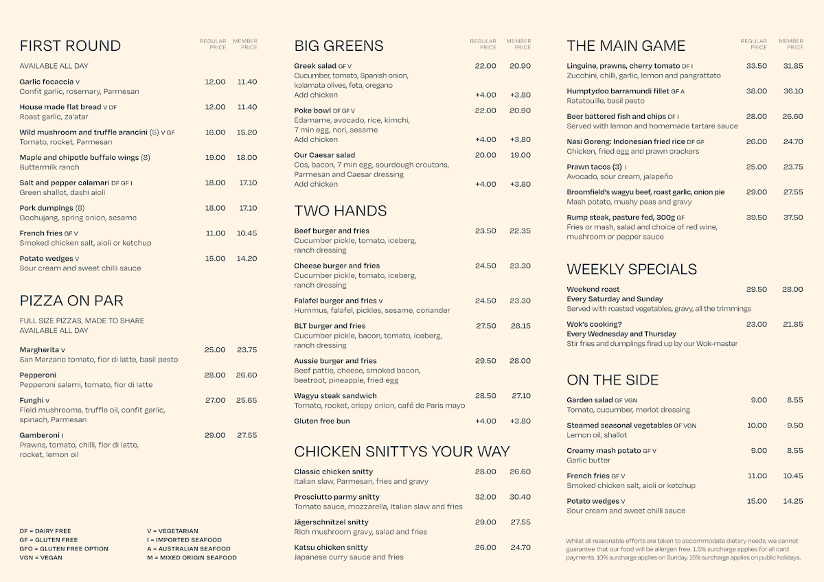 Menu, Bistro 18