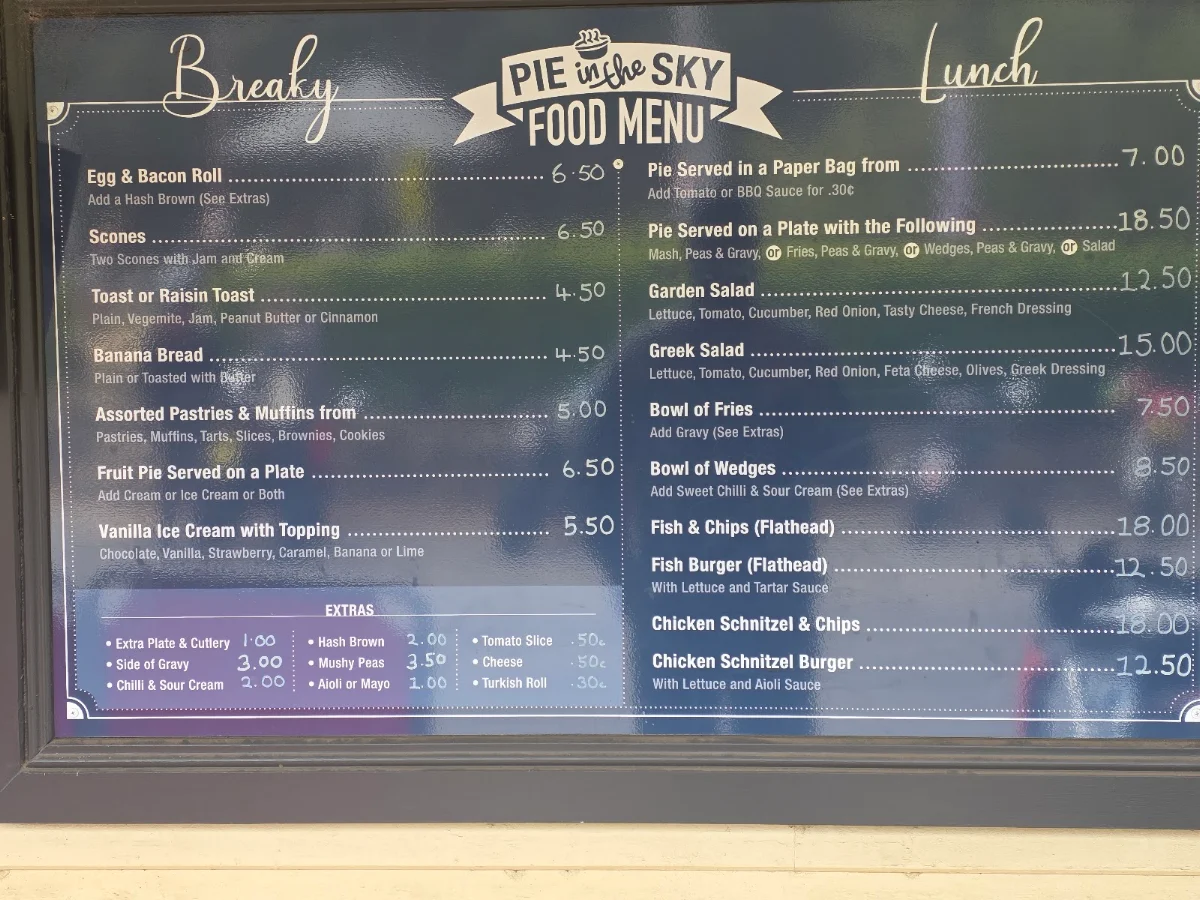 Menu, Pie in the Sky