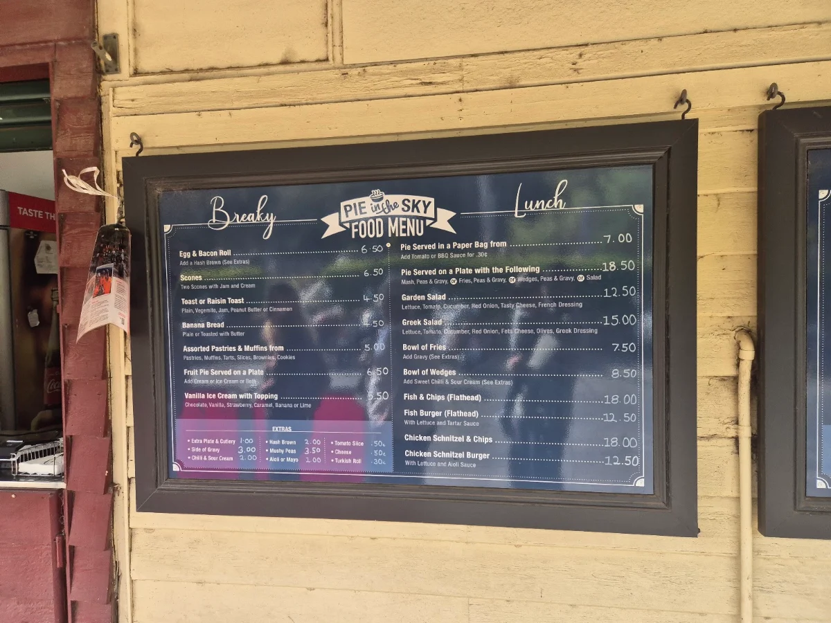 Menu, Pie in the Sky