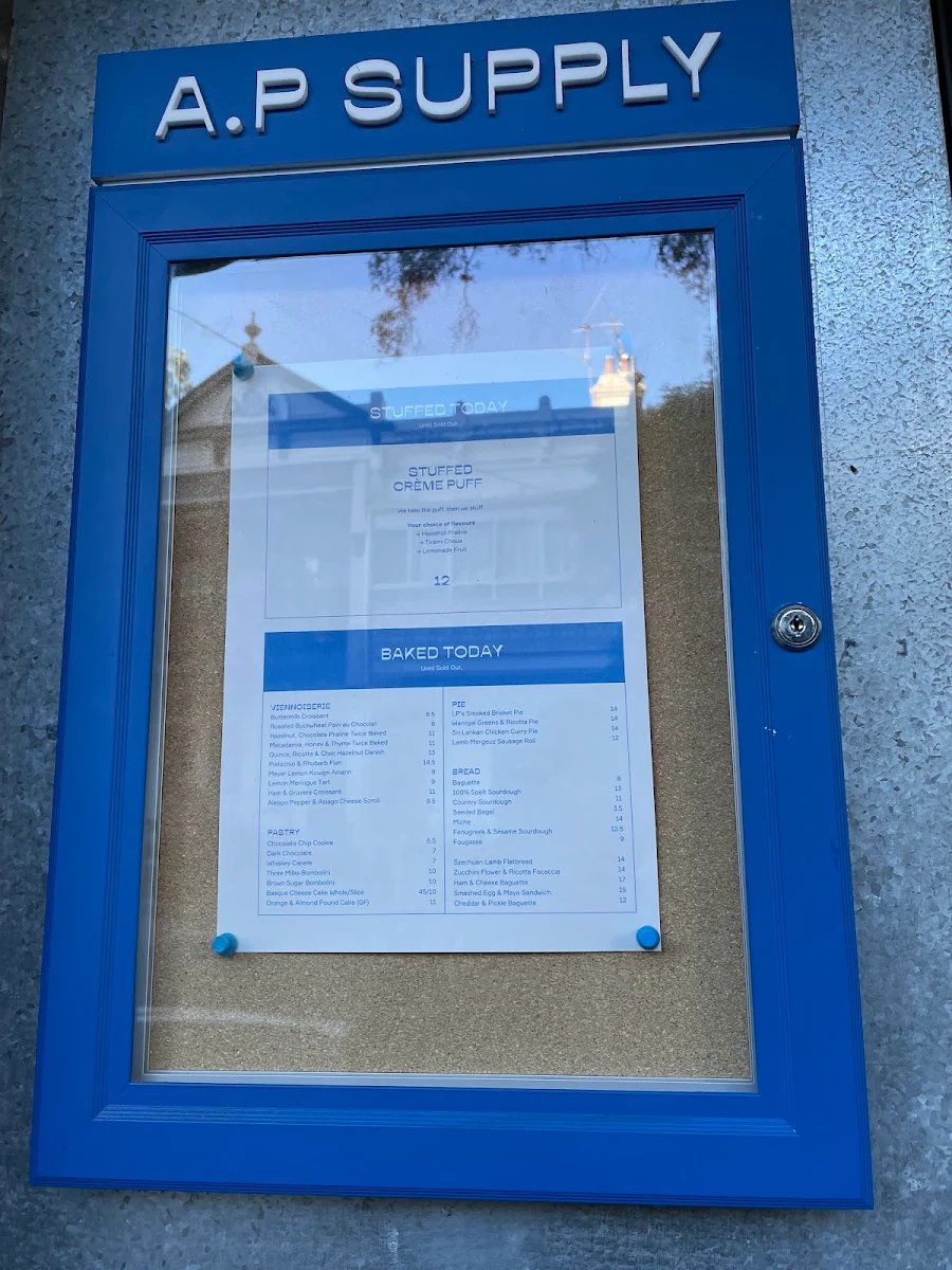 Menu, A.P Supply (A.P Bakery)