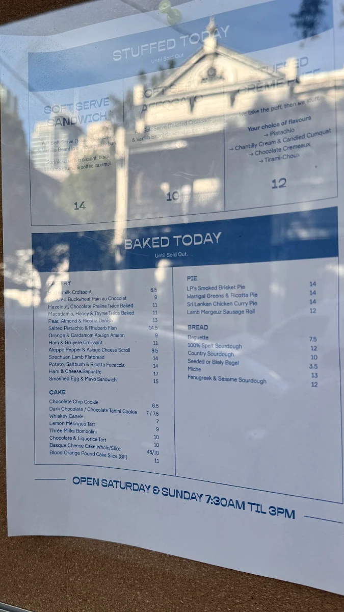 Menu, A.P Supply (A.P Bakery)